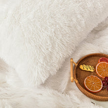Load image into Gallery viewer, Fluffy Faux Mink &amp; Velvet Fleece Quilt Cover Set - Pure White