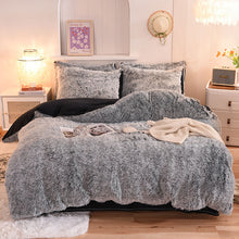 Load image into Gallery viewer, Fluffy Faux Mink &amp; Velvet Fleece Quilt Cover Set - Black white