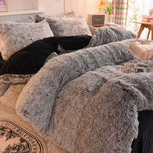 Load image into Gallery viewer, Fluffy Faux Mink &amp; Velvet Fleece Quilt Cover Set - Black white
