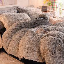 Load image into Gallery viewer, Fluffy Faux Mink &amp; Velvet Fleece Quilt Cover Set - Black white
