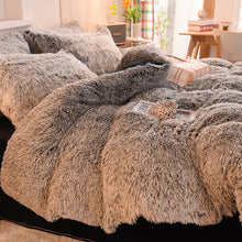 Load image into Gallery viewer, Fluffy Faux Mink &amp; Velvet Fleece Quilt Cover Set - Black white
