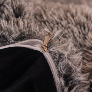 Fluffy Faux Mink & Velvet Fleece Quilt Cover Set - Black white