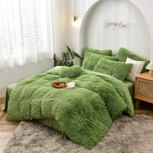 Load image into Gallery viewer, Fluffy Faux Mink &amp; Velvet Fleece Quilt Cover Set - Avocado
