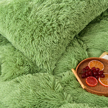 Load image into Gallery viewer, Fluffy Faux Mink &amp; Velvet Fleece Quilt Cover Set - Avocado