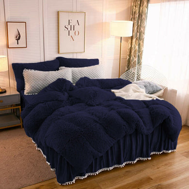 Fluffy Quilt Cover Set - Midnight Blue
