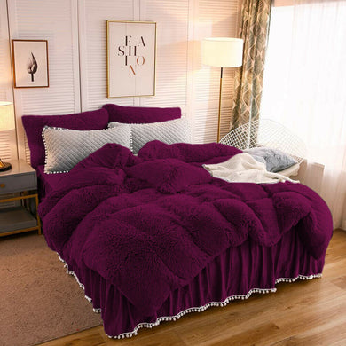 Fluffy Quilt Cover Set - Dark Purple