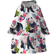Load image into Gallery viewer, Blanket Hoodie - Flower Panda (Made to Order)