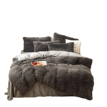 Load image into Gallery viewer, Fluffy Faux Mink &amp; Velvet Fleece Quilt Cover Set - Grey