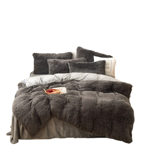 Fluffy Faux Mink & Velvet Fleece Quilt Cover Set - Grey