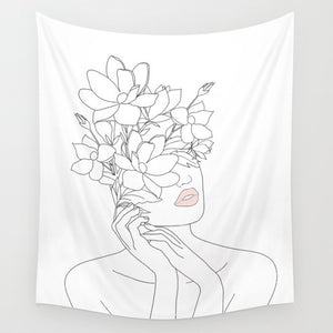 Line Draw Wall Tapestry