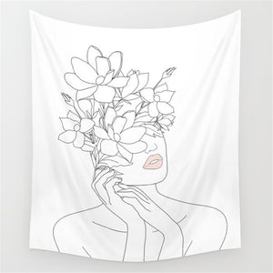 Line Draw Wall Tapestry