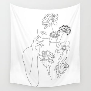 Line Draw Wall Tapestry