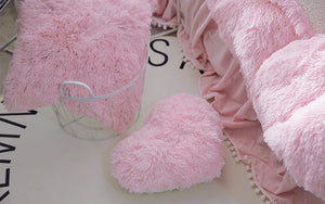 Fluffy Faux Lambswool Quilt Cover Set - Pink