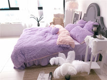 Load image into Gallery viewer, Fluffy Faux Lambswool Quilt Cover Set - Violet