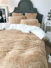 Load image into Gallery viewer, Fluffy Faux Lambswool Quilt Cover Set - Camel
