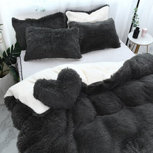 Load image into Gallery viewer, Fluffy Faux Lambswool Quilt Cover Set - Dark Grey