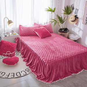 Fluffy Faux Lambswool Quilt Cover Set - Hot Pink