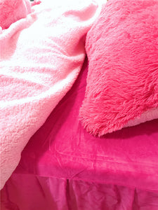 Fluffy Faux Lambswool Quilt Cover Set - Hot Pink
