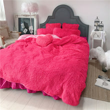 Load image into Gallery viewer, Fluffy Faux Lambswool Quilt Cover Set - Hot Pink