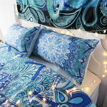 Load image into Gallery viewer, Dreaming in Blue Mandala Bed Set