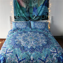 Load image into Gallery viewer, Dreaming in Blue Mandala Bed Set