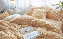 Load image into Gallery viewer, Fluffy Faux Lambswool Quilt Cover Set - Camel
