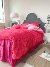 Load image into Gallery viewer, Fluffy Faux Lambswool Quilt Cover Set - Hot Pink