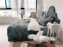Load image into Gallery viewer, Fluffy Faux Lambswool Quilt Cover Set - Grey