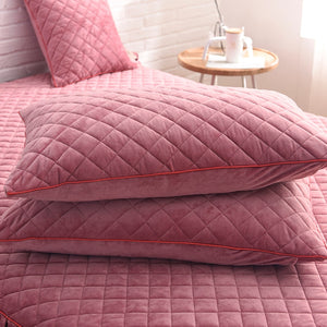 Velvet Fleece Quilt Cover Set - Pink