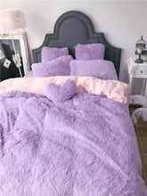 Load image into Gallery viewer, Fluffy Faux Lambswool Quilt Cover Set - Violet