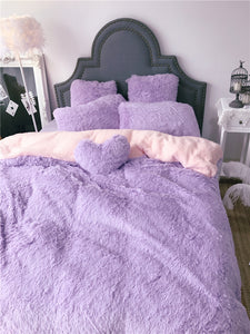 Fluffy Faux Lambswool Quilt Cover Set - Violet