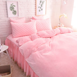 Velvet Fleece Quilt Cover Set - Soft Pink