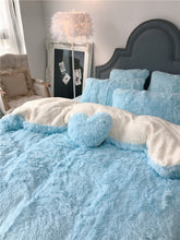Load image into Gallery viewer, Fluffy Faux Lambswool Quilt Cover Set - Blue