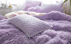 Fluffy Faux Lambswool Quilt Cover Set - Violet