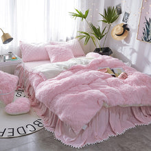 Load image into Gallery viewer, Fluffy Faux Lambswool Quilt Cover Set - Pink