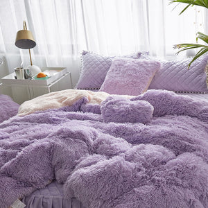 Fluffy Faux Lambswool Quilt Cover Set - Violet