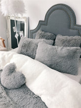 Load image into Gallery viewer, Fluffy Faux Lambswool Quilt Cover Set - Grey