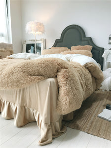 Fluffy Faux Lambswool Quilt Cover Set - Camel