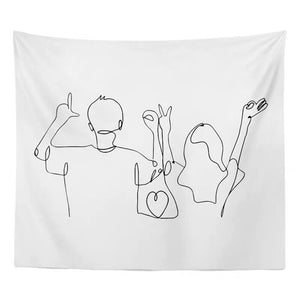 Line Draw Wall Tapestry