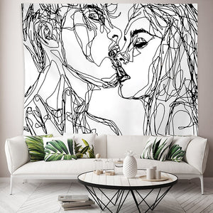 Line Draw Wall Tapestry