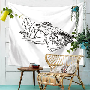 Line Draw Wall Tapestry