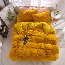 Load image into Gallery viewer, Fluffy Quilt Cover Set - Mustard - CLEARANCE