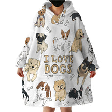 Load image into Gallery viewer, Blanket Hoodie - I Love Dogs (Made to Order)