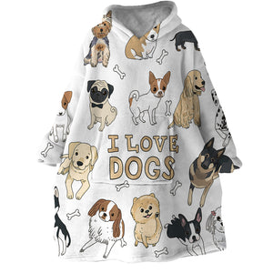 Blanket Hoodie - I Love Dogs (Made to Order)