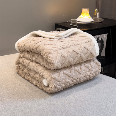 Pineapple Fleece Blanket - Camel