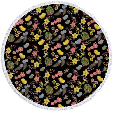 Night Garden Round Beach Towel