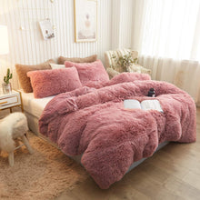 Load image into Gallery viewer, Fluffy Velvet Fleece Quilt Cover and Pillowcases Set - Dust Pink