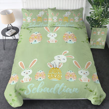Load image into Gallery viewer, 100% Cotton - Easter Bunny Green