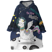 Load image into Gallery viewer, Blanket Hoodie - Llama Unicorn (Made to Order)