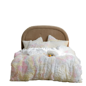 Fluffy Faux Mink & Velvet Fleece Quilt Cover Set - Rainbow Pale